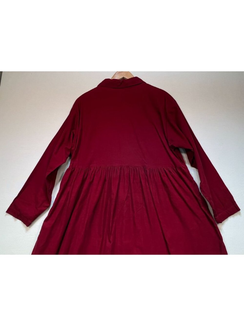 Eddie Bauer Womens Corduroy Button Front Midi Dress Long Sleeve Size 16 Burgundy - Picture 11 of 14